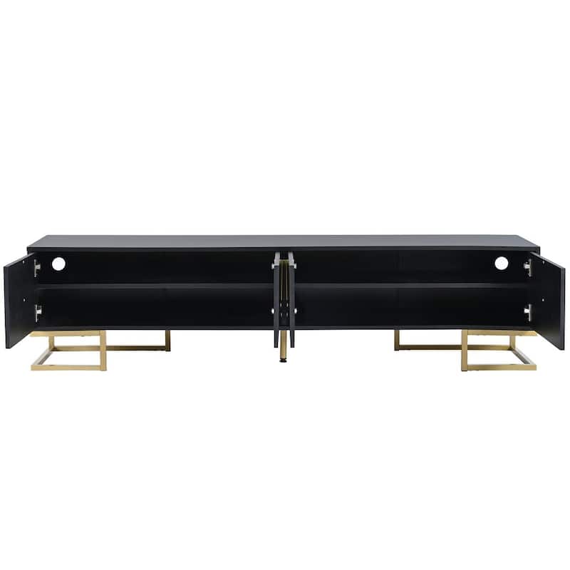 Modern TV Stands with Gold Accents, Fits TVs Up to 80'', White/Black