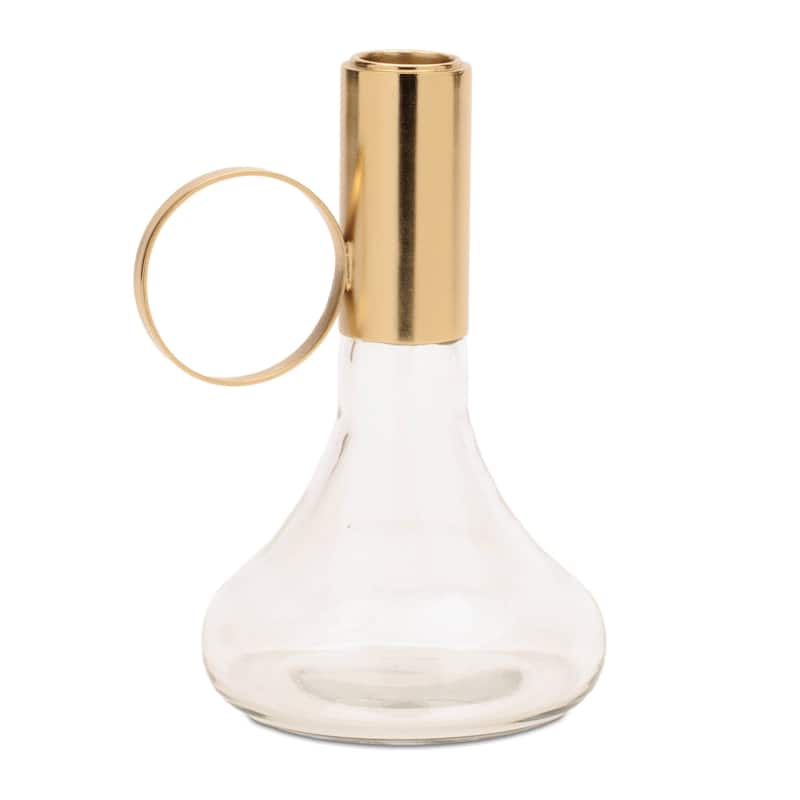 Modern Metal Taper Candle Holder with Glass Base (Set of 2)