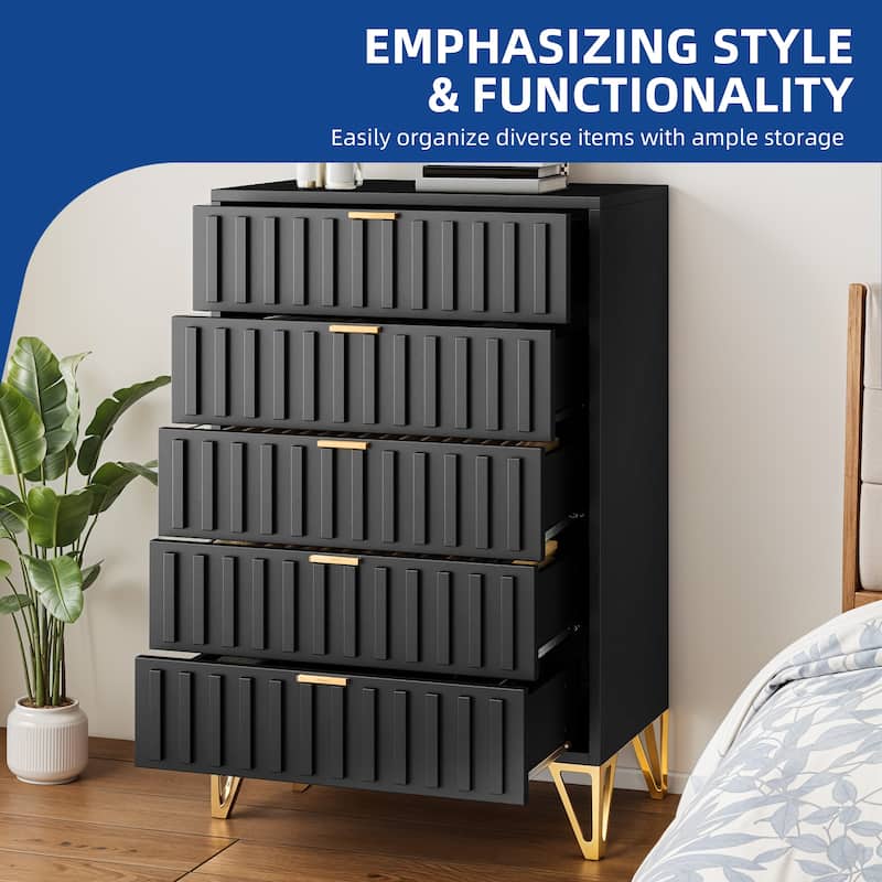 Moasis Black Metal 5 Drawer Dressers & Chests of Drawers