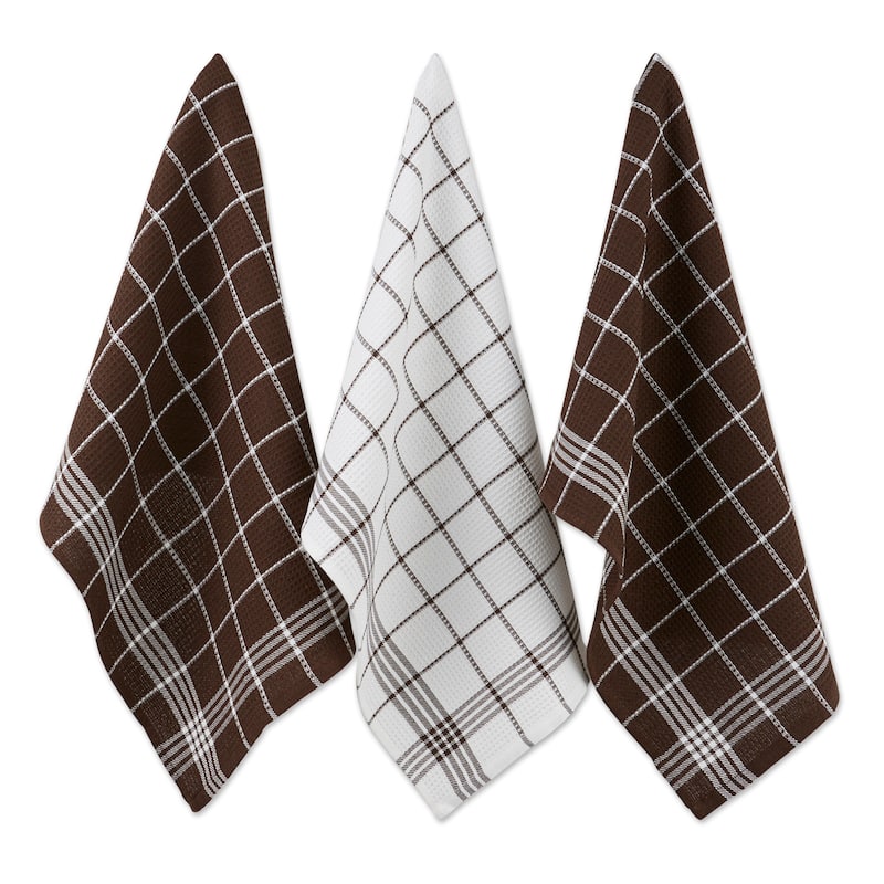 J&M Eggplant Waffle Weave Dishtowel (Set of 6) - Mocha
