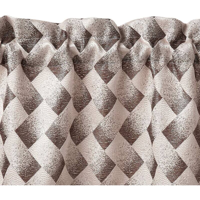 Violet Linen Princess Geometric Abstract Herringbone Blocks, 60" x 15", Straight, Rod Pocket Curtain Valance