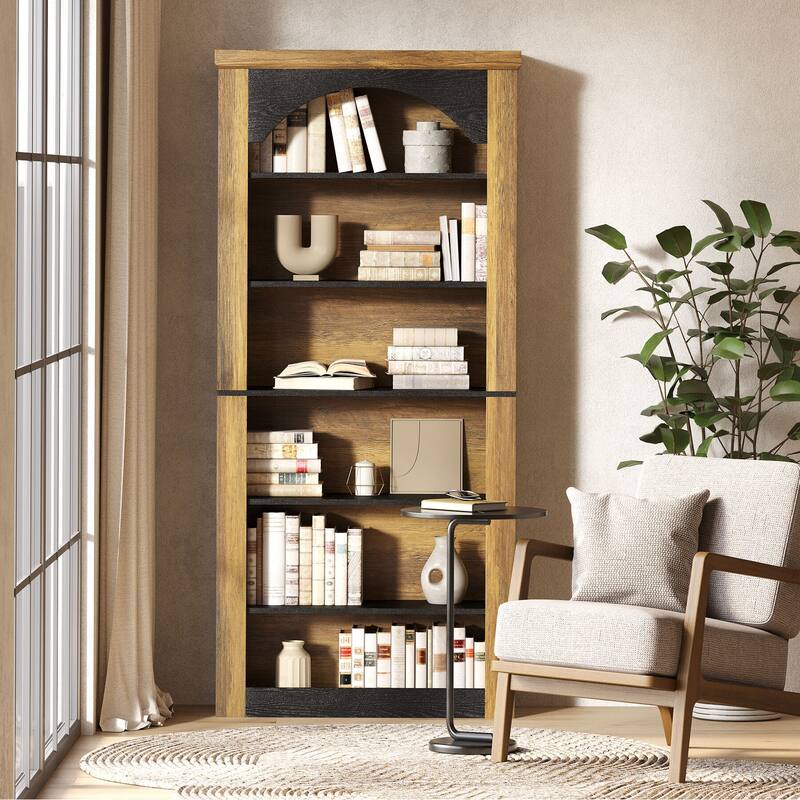 Arched Bookcase, 70.9" Wooden Bookshelves, 6-Tier Modern Bookshelf