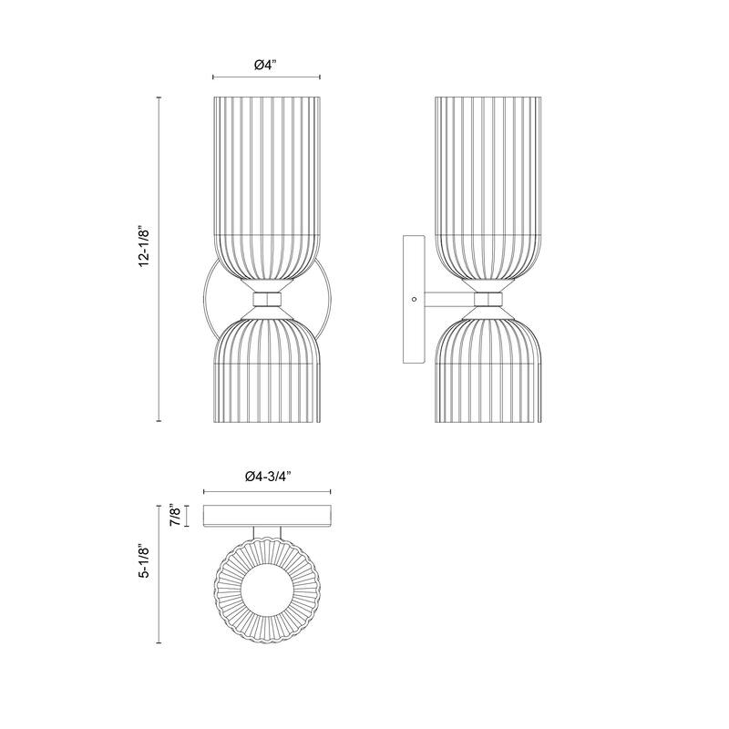 Alora Lighting WV442612 Nelly 2 Light 12" Tall Bathroom Sconce with