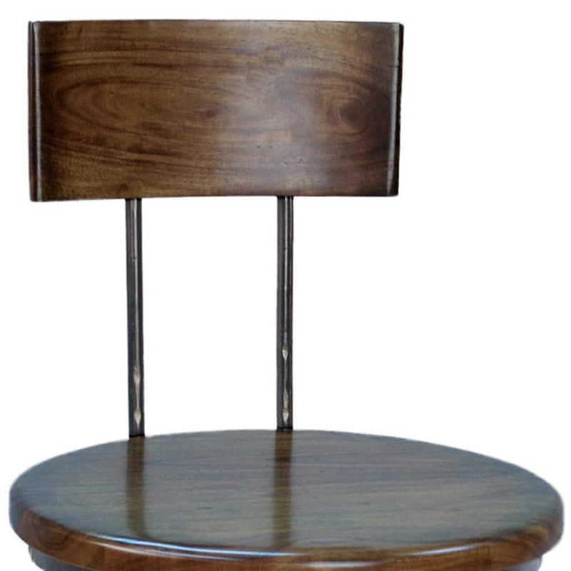 23" Modern Adjustable Height Bar Stool with Solid Wood Round Seat and Swivel Function Included Footrest
