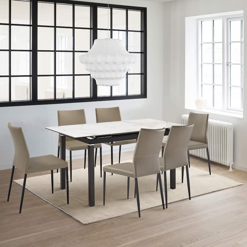 Giana Kash 7 Piece Extendable Dining Set with Faux Leather Chairs
