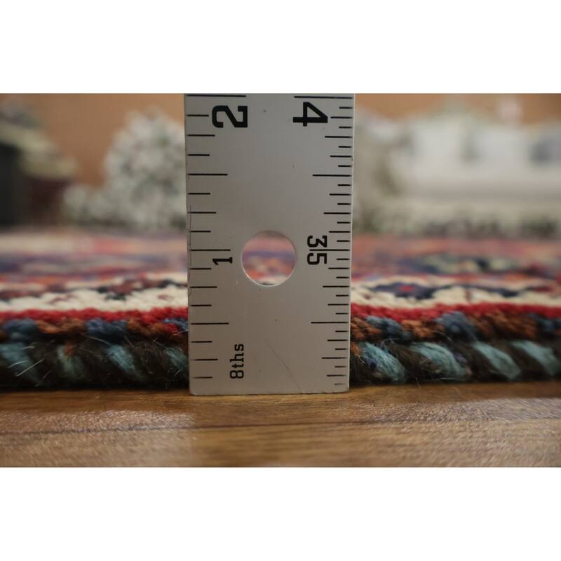 Hand Knotted Oriental 100% Wool Carpet Traditional Tribal Navy Blue & Blues Balouch Runner Rug - 10' 6'' X 1' 11''