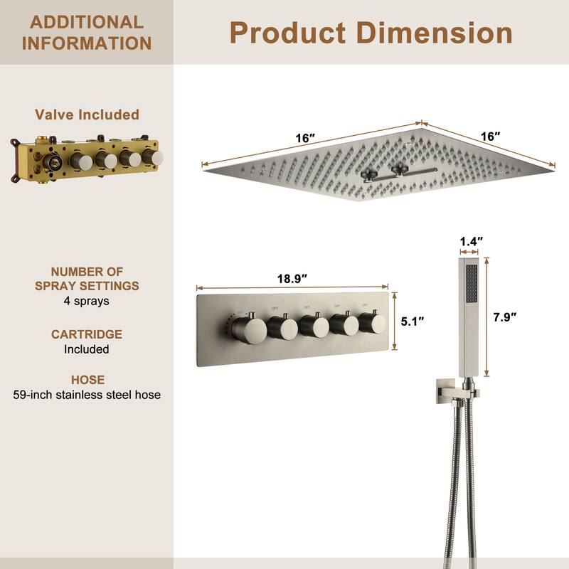4 Functions Shower System with Multi-Function Remote Control 64 Color Lights