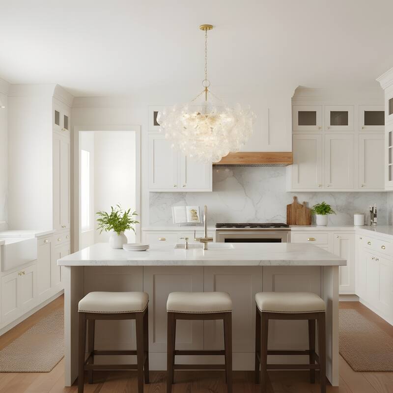 Gold Bubble Ball Chandelier, LED Pendant Light with Glass Globes