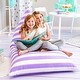 preview thumbnail 1 of 6, Tadpoles Bean Bag Chair Cover, Toy Organizer - Purple Stripes