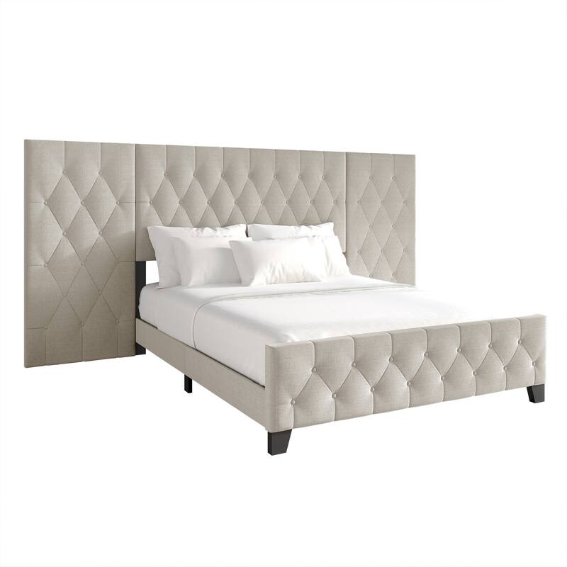 CraftPorch Modern Button Tufted Diamond Bed