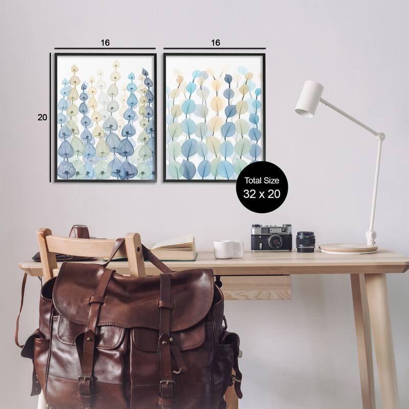 Stupell Seaweeds And Ocean Plants Blue Green Pattern Designs 2pc Multi Piece Framed Wall Art Set