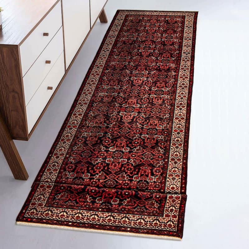 ECARPETGALLERY Hand-knotted Andelz Navy Wool Rug - 3'7 x 13'2