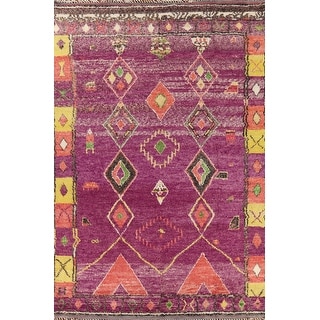 Purple Moroccan Oriental Area Rug Handmade Geometric Wool Carpet - 8'6 ...
