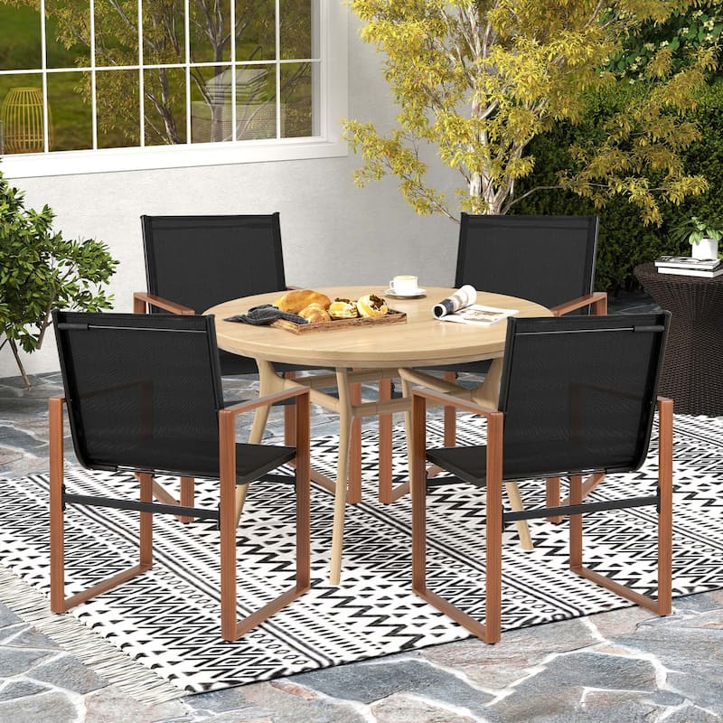 Gymax 4 PCS Outdoor Dining Chairs Patio Furniture Chair w/ Breathable