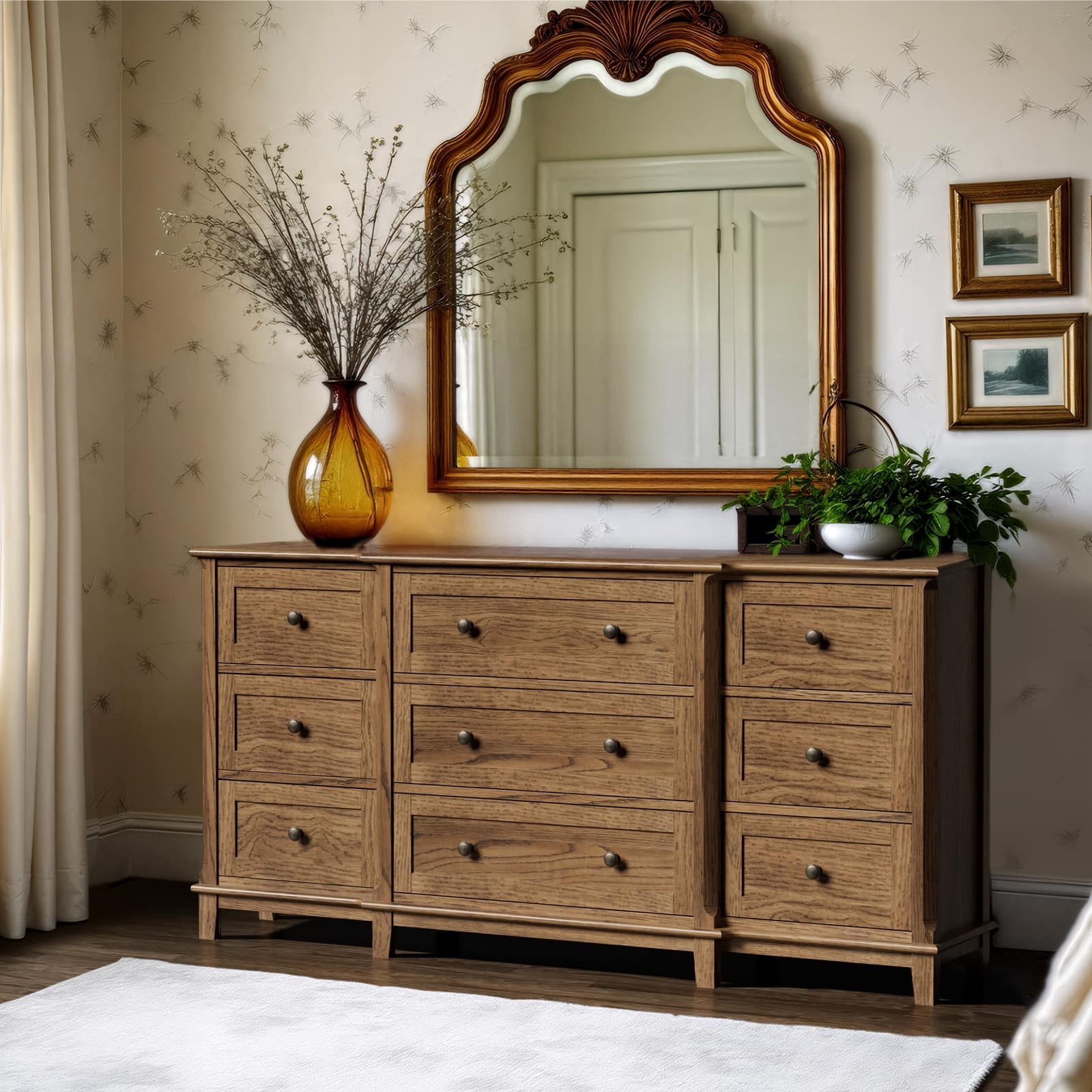 vintage 9 drawer dresser Nine 70s Made from weathered oak with a light rustic finish nine drawers bring generous storage space to the bedroom YOCWO 9 Drawer Dresser with