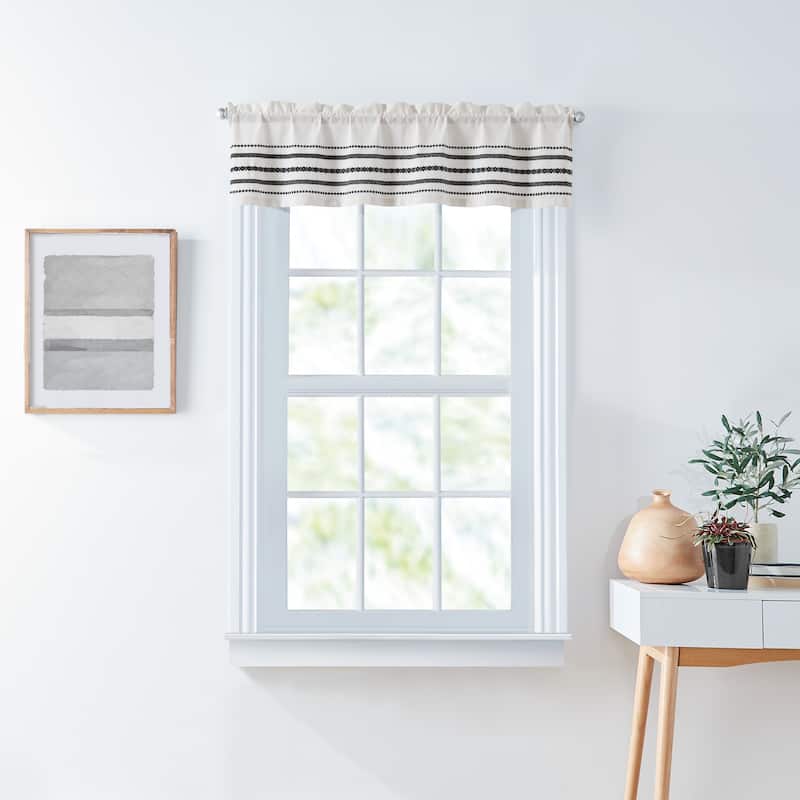Curtainworks Global Woven Stripe 3-Piece Valance And Tiers Set