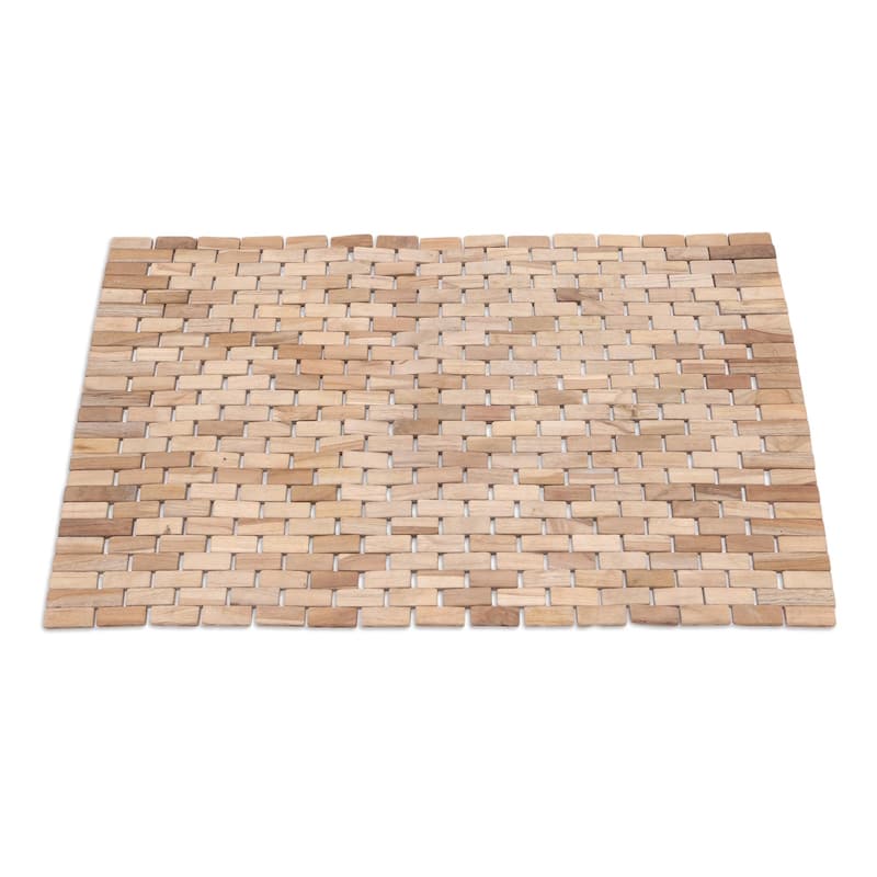 Novica Handmade Surabaya Sidewalk Teak Wood Mat