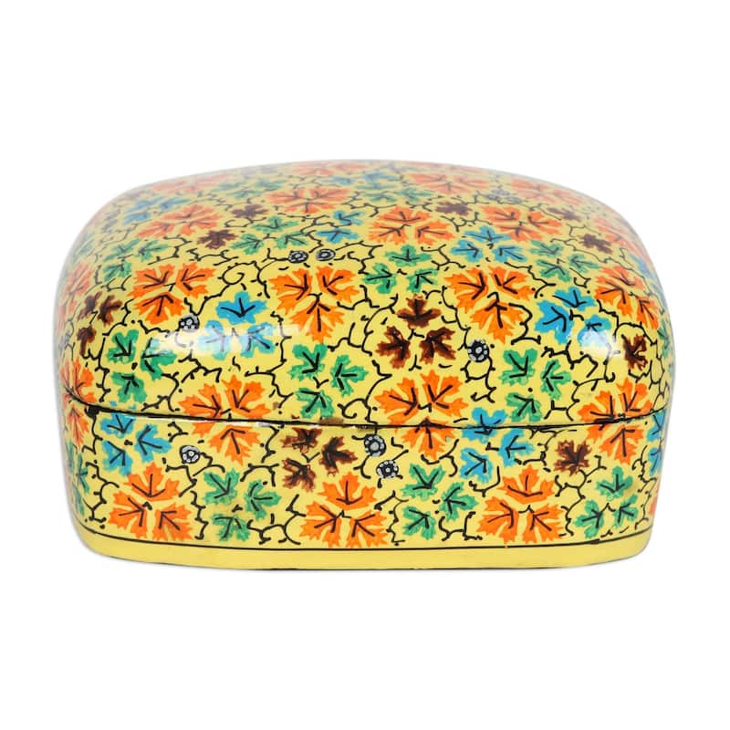 Novica Handmade Buttercup Foliage Papier Mache Decorative Box