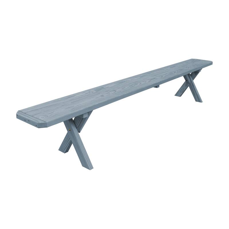 Pine 8' Crossleg Bench - Gray Stain