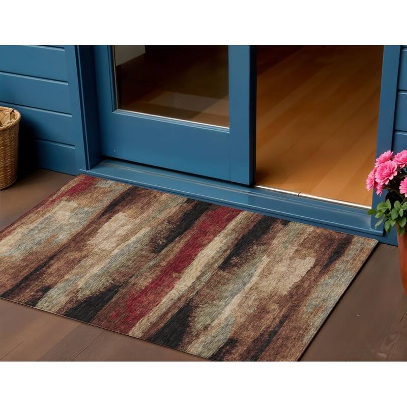HomeRoots Abstract Transitional Rectangle Outdoor Rug - 3' x 5'