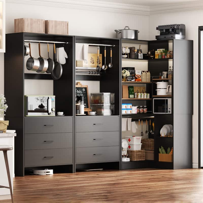 Cimly Set of 3 Freestanding Corner Closet System, Space-saving Closet Organizer for Walk-in/ Reach-in Closet