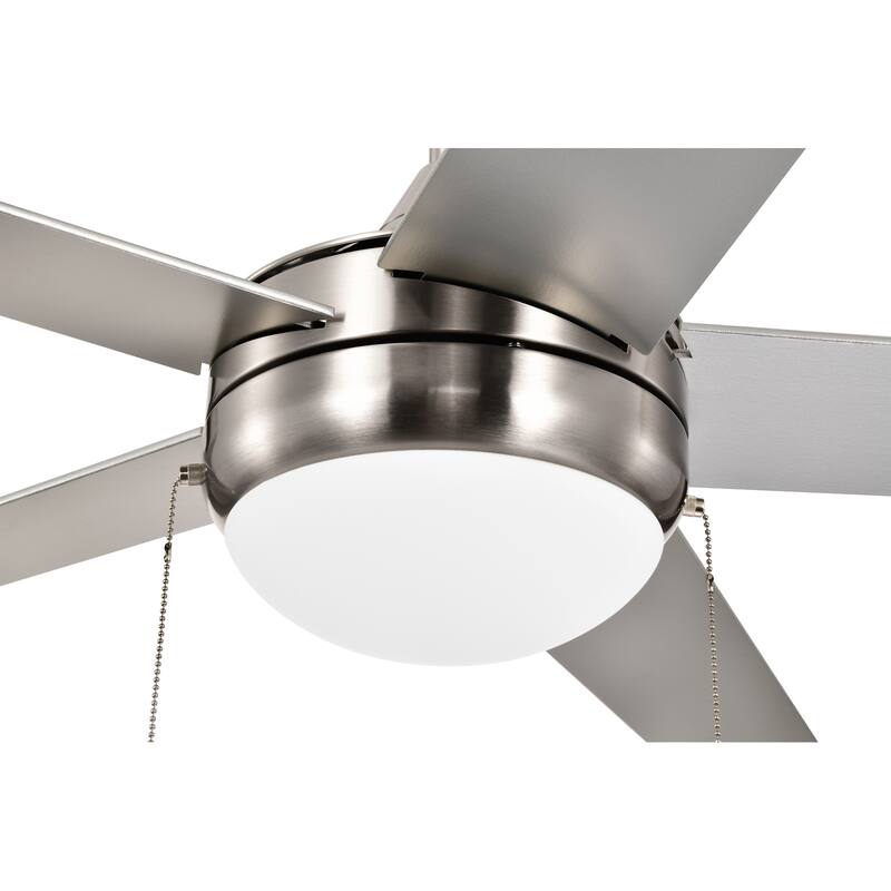 Matte Black/Brushed Nickel 52 in. Integrated LED Indoor 5-Blade Ceiling Fan with Pull Chain