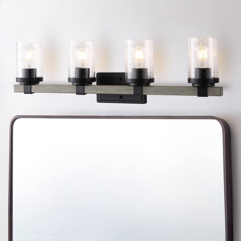 Ferme Iron/Seeded Glass Rustic LED Vanity Light, by JONATHAN Y