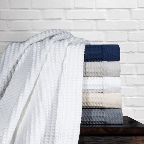 Pointehaven Long Staple Soft Cotton Waffle Blanket - 300 GSM - Hypoallergenic - Breathable - Moisture Absorbent