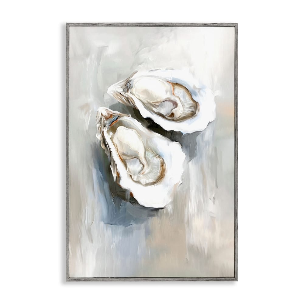 Stupell Two Oysters Seashell Mirage Framed Giclee Art Design By Ramona Murdock