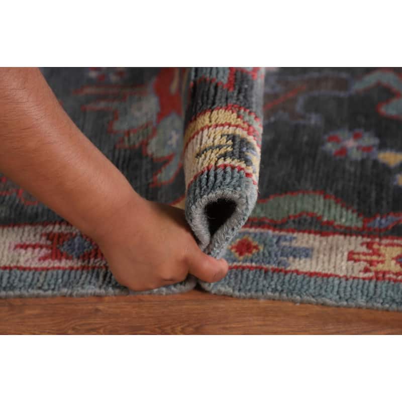 Blue Oushak Area Rug Handmade Oriental Wool Carpet - 8'1"x 9'10"