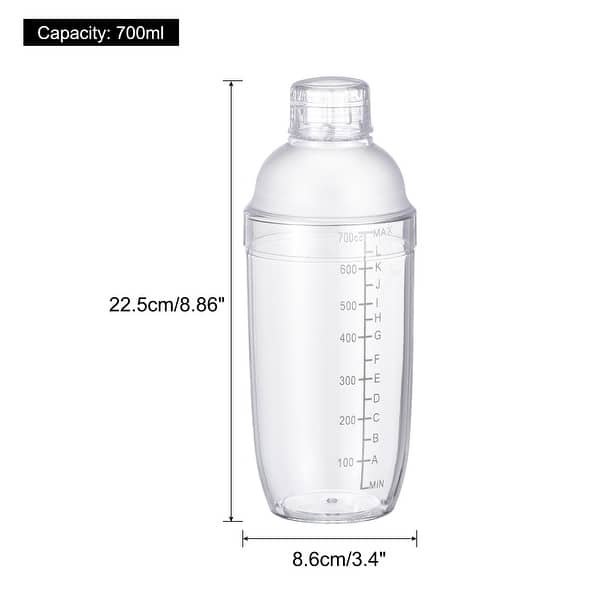 700ml Plastic Cocktail Shaker Cup Scale Wine Beverage Mixer Drink Tools