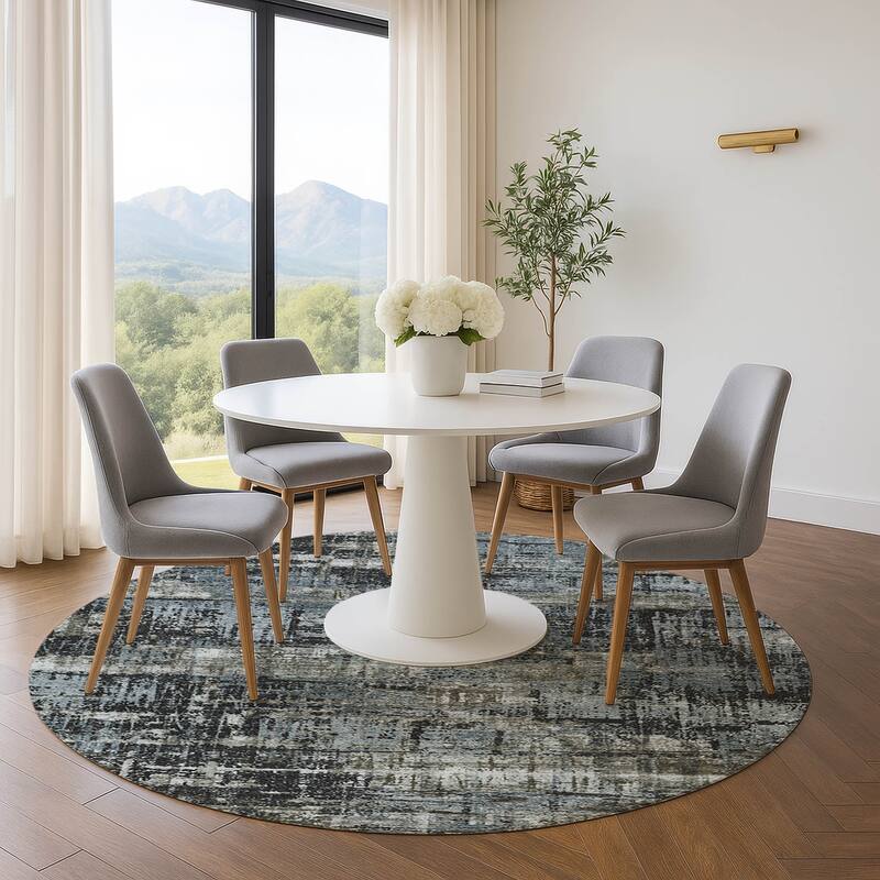 Premium Washable Super Soft Modern Hatch Mayfield Rug - Charcoal - 8' x 8'