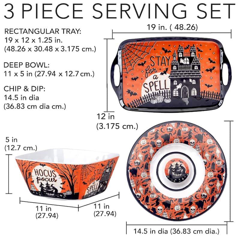 Certified International Hocus Pocus Melamine 3pc Serving Set - 19" x 12" x 1.25"