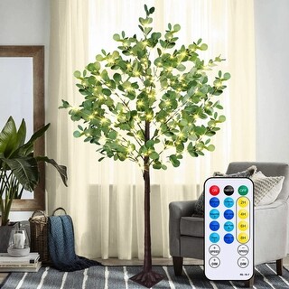 5’ Lighted Artificial Eucalyptus Tree With 300 Warm White LED Lights Nearly Natural 349320