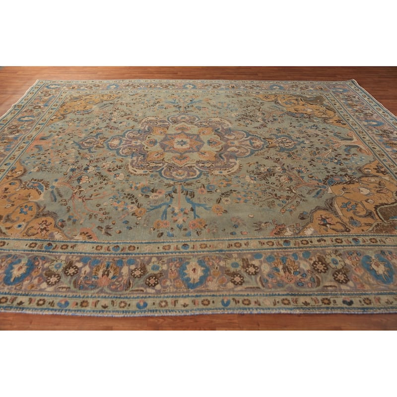 Floral Tabriz Persian Rug Traditional Hand-Knotted Wool Carpet - 9'7"x 12'4"