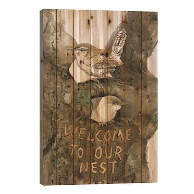 Welcome To Our Nest Print On Wood by Tracy Lizotte - Multi-Color