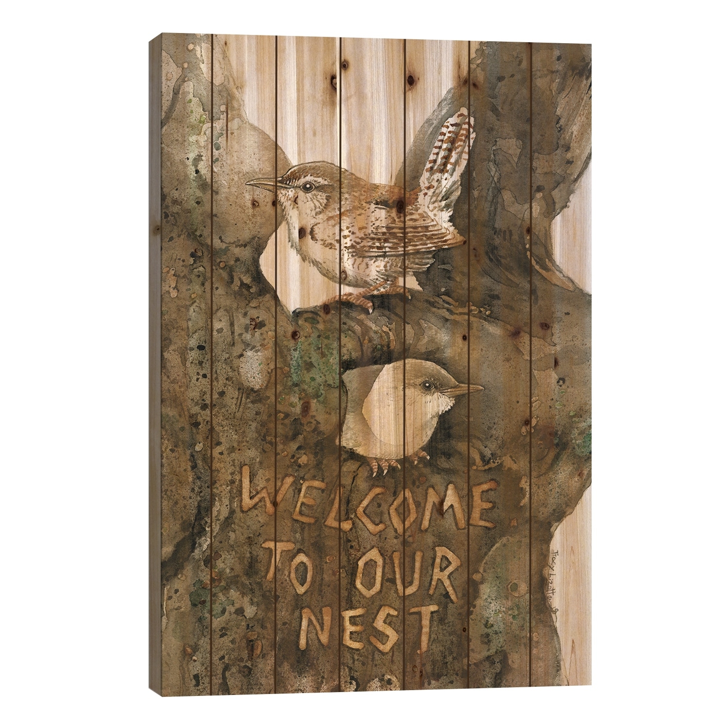 Welcome To Our Nest Print On Wood by Tracy Lizotte - Multi-Color
