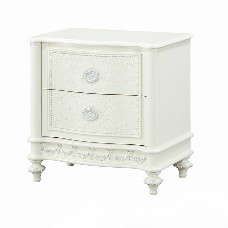 Dorothy Ivory Finish Nightstand W/2 Drawers