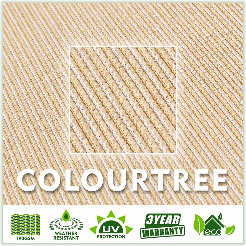 ColourTreeUSA Triangle Sun Shade Sail w/Cable Ropes HDPE Mesh Fabric Screen Canopy UV Block 190 GSM