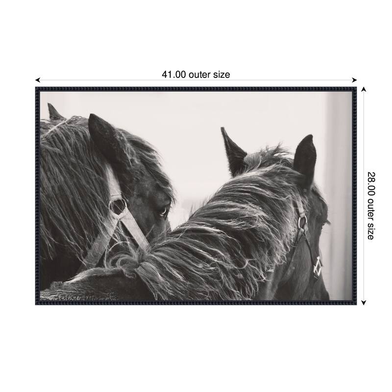 Kate and Laurel Black Horses by Emiko and Mark Franzen F2 Images Framed Canvas Wall Art Print