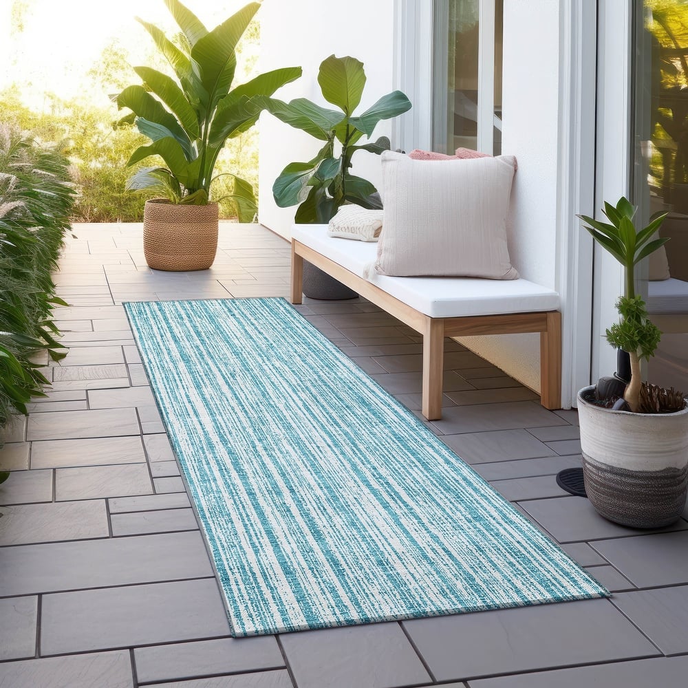 Machine Washable Indoor/ Outdoor Chantille Contemporary Striped Rug