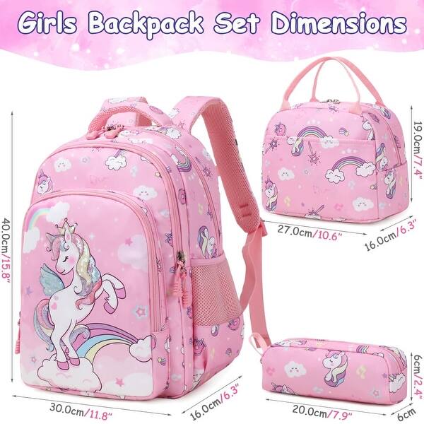 Girls Backpack for Elementary Kids School Bookbag Set Cute Unicorn Backpacks for Girls Water Resistant