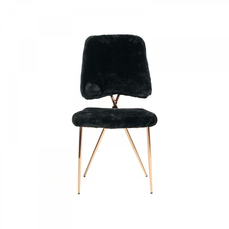 Candace Modern Black Faux Fur Dining Chair (Set of 2)