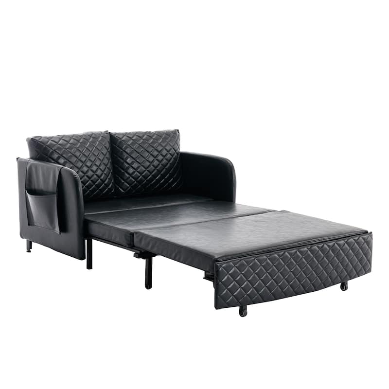 Modern Velvet Loveseat Couch with Pull Out Bed
