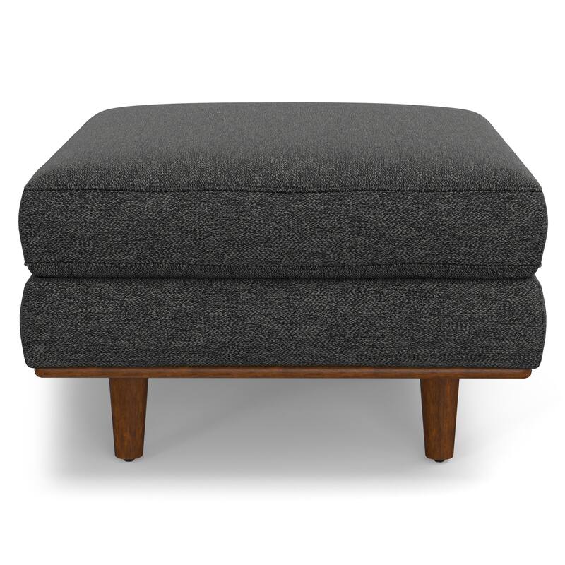 Morrison Ottoman in Charcoal Grey Woven-Blend Fabric