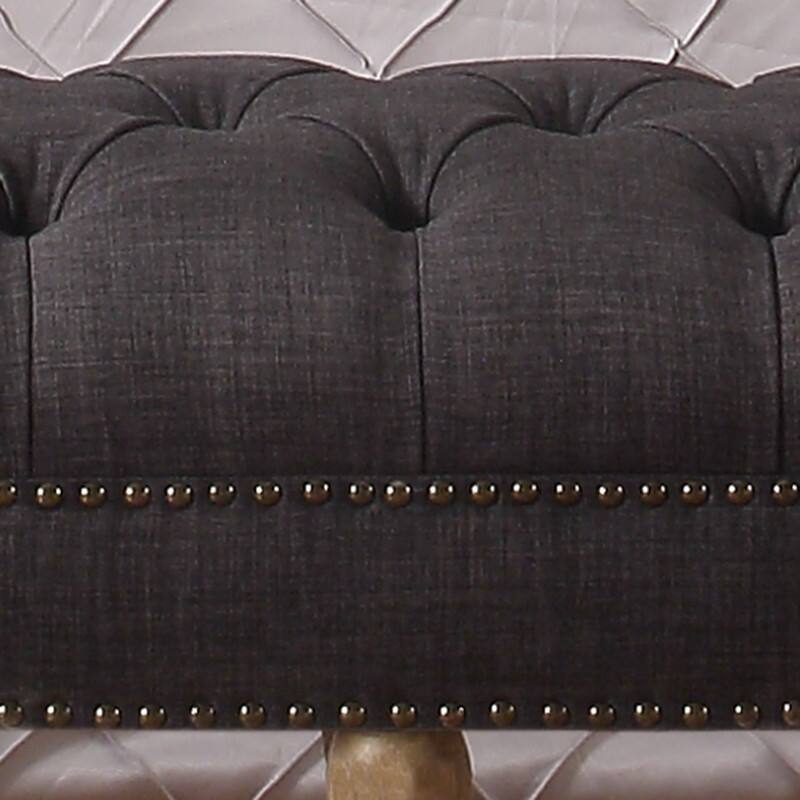 Rosevera Yedda Nailhead Tufted Upholstered Bench with Wheels