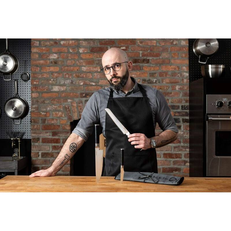 Babish German High-Carbon 1.4116 Steel Cutlery, 3-Piece (Chef Knife, Bread Knife, & Pairing Knife) w/Knife Roll