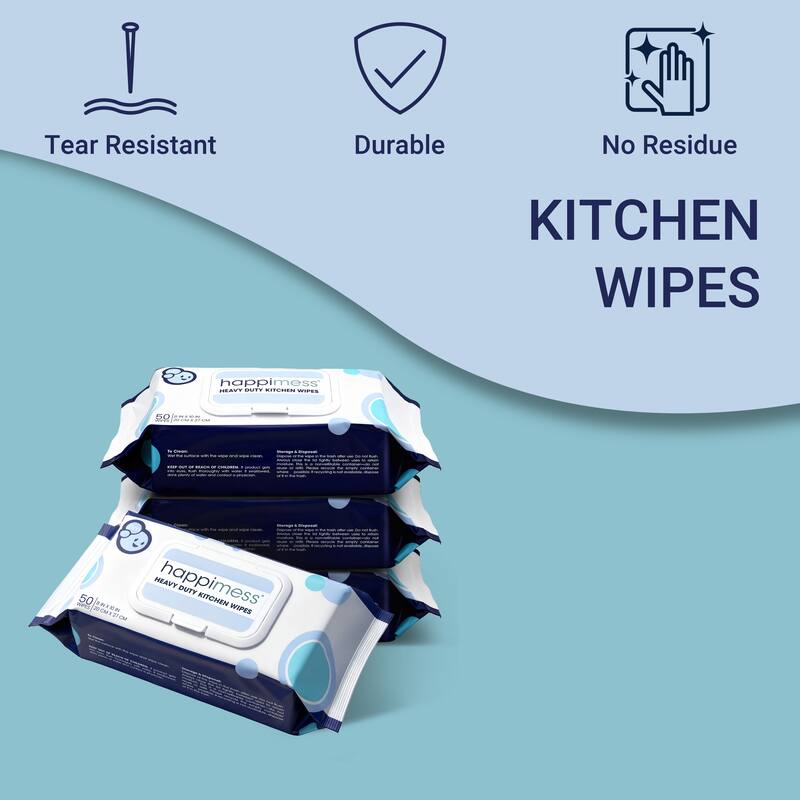 happimess, All-Purpose Thick Heavy Duty Kitchen Cleaning Wipes Bleach Free