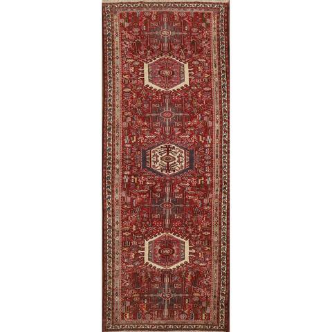 Vegetable Dye Gharajeh Persian Vintage Runner Rug Handmade Wool Carpet - 3'7" x 10'0"