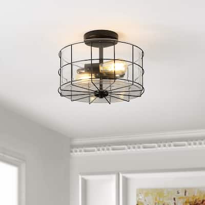 SAFAVIEH Lighting Amrita Flush Mount - 12" W x 12" D x 8" H - 12Wx12Dx8H
